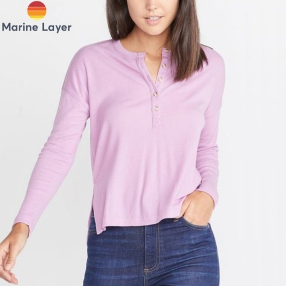 Marine Layer Cait Ribbed Henley - Picture 1 of 9